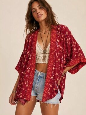 🌹Lucky Brand Floral Boho Kimono, One Size